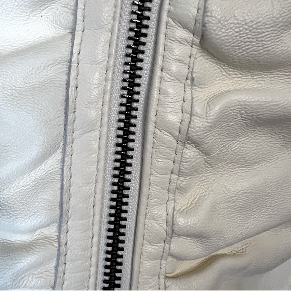 Black Rivet Women’s White leather jacket, size small , zipper - Picture 7 of 8
